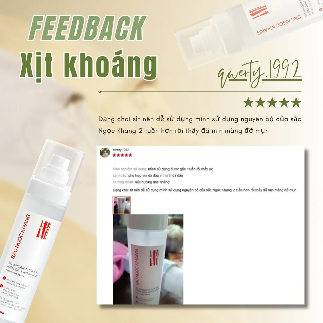 Xịt Khoáng Cấp Ẩm - Kiềm Dầu - Ngừa Mụn Sắc Ngọc Khang 145ml