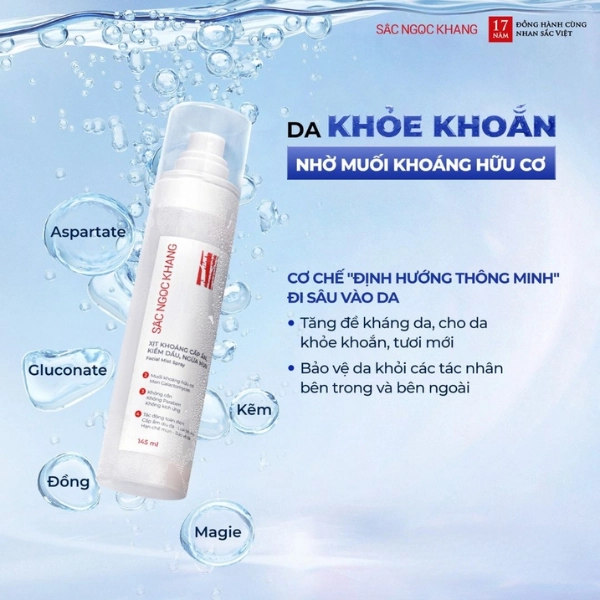 Xịt Khoáng Cấp Ẩm - Kiềm Dầu - Ngừa Mụn Sắc Ngọc Khang 145ml
