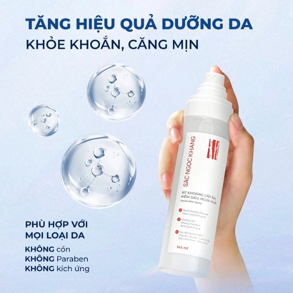Xịt Khoáng Cấp Ẩm - Kiềm Dầu - Ngừa Mụn Sắc Ngọc Khang 145ml